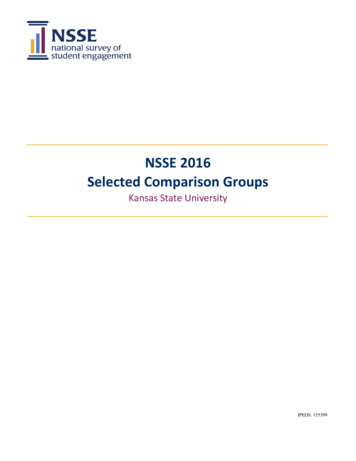 NSSE 2016 Selected Comparison Groups - Kansas State University