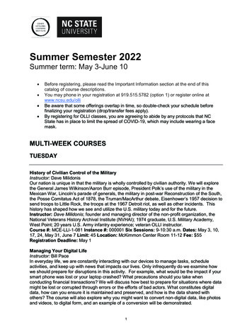 Summer Semester 2022 - North Carolina State University