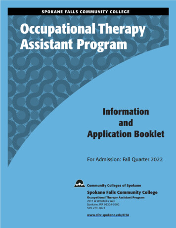 SPOKANE FALLS COMMUNITY COLLEGE Occupational Therapy Assistant Program