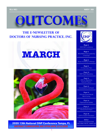 VOL 6 / NO.3 MARCH 1, 2020 OUTCOMES - Doctors Of Nursing Practice