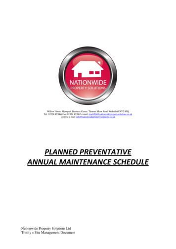 Planned Preventative Annual Maintenance Schedule