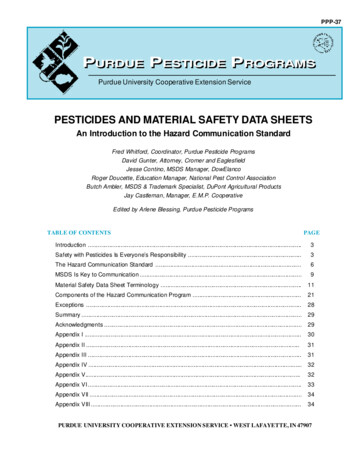 Pesticides And Material Safety Data Sheets, PPP-37
