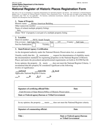NPS Form 10-900 OMB No. 1024-0018 United States Department Of The .