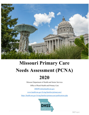 Missouri Primary Care Needs Assessment (PCNA) 2020