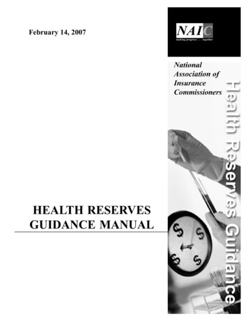 Health Reserves Guidance Manual - NAIC