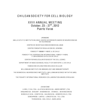 CHILEAN SOCIETY FOR CELL BIOLOGY XXVI ANNUAL MEETING October 23 . - SBCCH