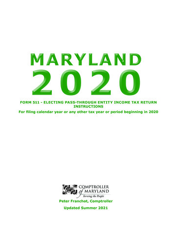 2020 511 PTE Booklet - Marylandtaxes.gov