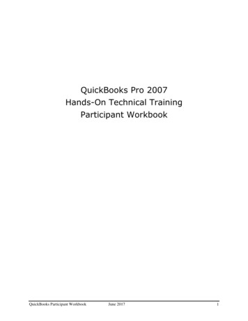 QuickBooks Pro 2007 Hands-On Technical Training Participant Workbook