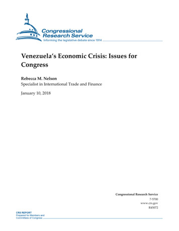 Venezuela's Economic Crisis: Issues For Congress