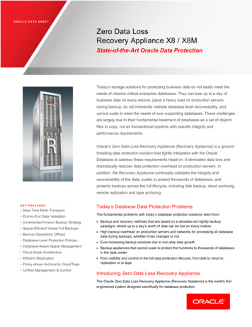 ORACLE DATA SHEET Zero Data Loss Recovery Appliance X8 / X8M