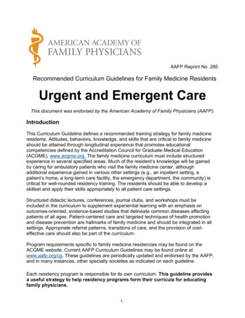 AAFP Reprint No 285 Recommended Curriculum Guidelines For Family .