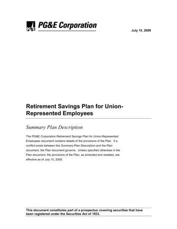 Retirement Savings Plan For Union- Represented Employees