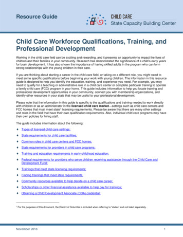 Resource Guide: Child Care Workforce Qualification, Training, And .