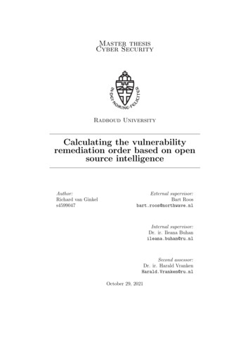 Calculating The Vulnerability Remediation Order Based On Open Source .