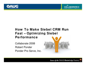 Making Siebel CRM Run Fast V8 - Tripod