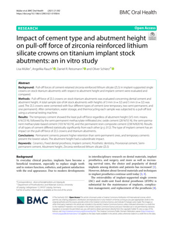 Impact Of Cement Type And Abutment Height On Pull-off Force Of Zirconia .
