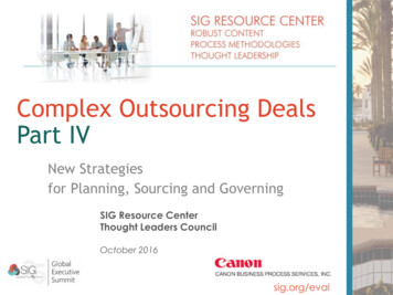 Complex Outsourcing Deals Part IV - Sig 