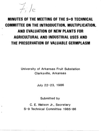 Minutes Of The Meeting Of The S-9 Technical Committee On The .