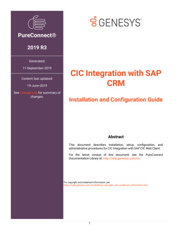 11-September-2019 CIC Integration With SAP CRM - Genesys