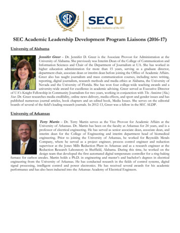 SEC Academic Leadership Development Program Liaisons (2016-17)