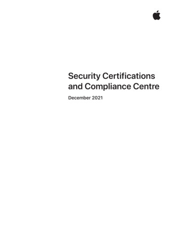 Security Certifications And Compliance Centre - Apple Inc.