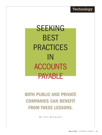 SEEKING BEST PRACTICES IN ACCOUNTS PAYABLE - Strategic Finance