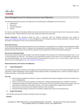 Service Level Objectives Remote Management Services - Cisco