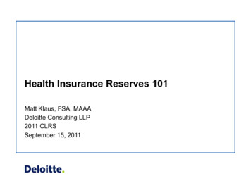 Health Insurance Reserves 101 - Confex