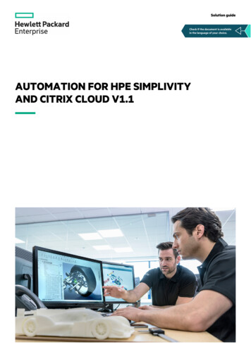 Automation For HPE SimpliVity And Citrix Cloud V1.1 Solution Guide