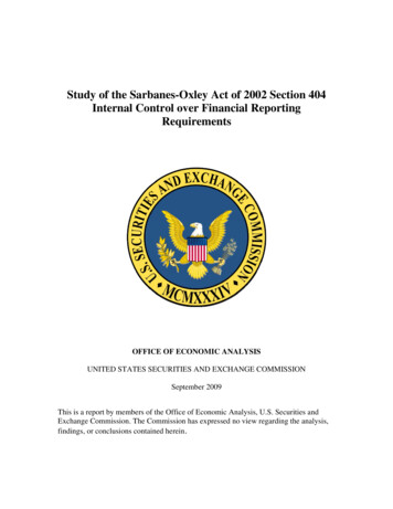 Study Of The Sarbanes-Oxley Act Of 2002 Section 404 Internal Control .