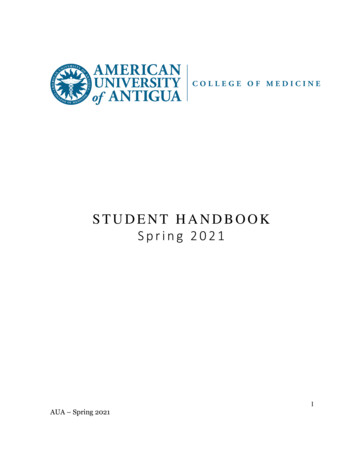 STUDENT HANDBOOK Spring 2021 - American University Of Antigua