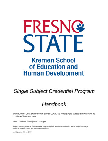 Fresno State - Single Subject Credential Program Handbook