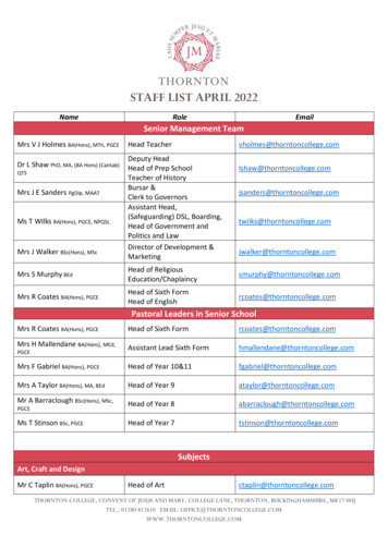 STAFF LIST APRIL 2022 - Thorntoncollege 