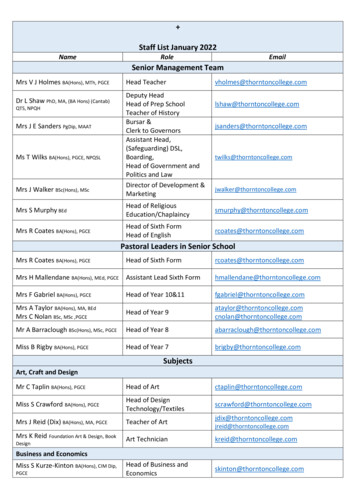 Staff List January 2022 - Thornton College