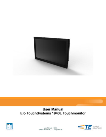Touchmonitor User Guide - Elo Touch Solutions