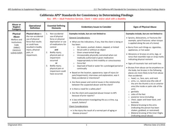 California APS* Standards For Consistency In Determining Findings