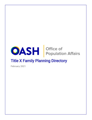 Title X Family Planning Directory - HHS.gov