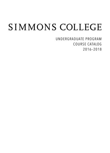 Undergraduate Catalog 2016-2018 - Simmons University