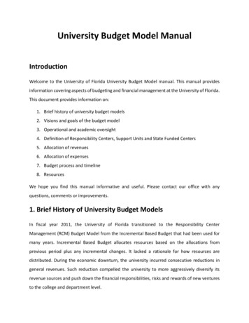 University Budget Model Manual - CFO