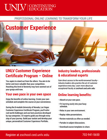 Customer Experience - UNIVERSITY OF NEVADA, LAS VEGAS