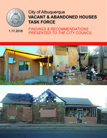 City Of Albuquerque VACANT & ABANDONED HOUSES TASK FORCE