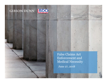 False Claims Act Enforcement And Medical Necessity