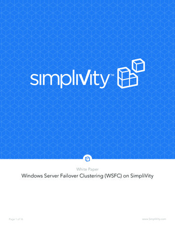 White Paper Windows Server Failover Clustering (WSFC) On SimpliVity