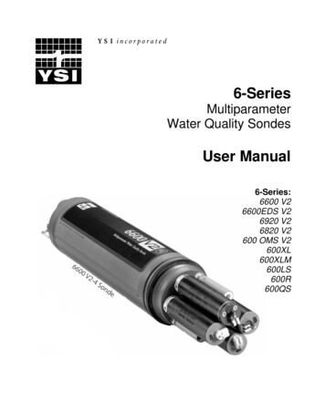 YSI 6-Series Multiparameter Water Quality Sondes User Manual