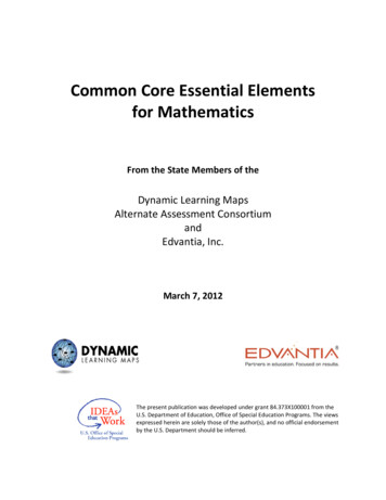 Common Core Essential Elements For Mathematics