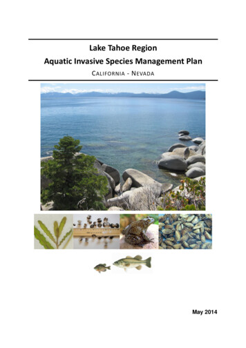Lake Tahoe Region Aquatic Invasive Species Management Plan