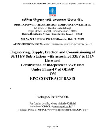 Engineering, Supply, Erection And Commissioning Of 33/11 .
