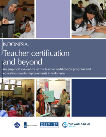 INDONESIA: Teacher Certification And Beyond - World Bank