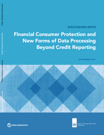 DISCUSSION NOTE Financial Consumer Protection And New Forms Of Data .