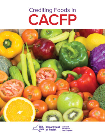 Crediting Foods In CACFP - New York State Department Of 